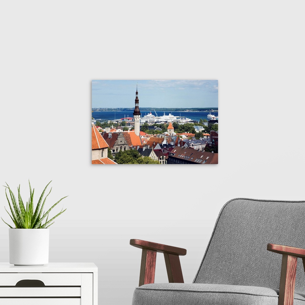 A modern room featuring Estonia, Eesti, Skyline with view of the Town Hall steeple