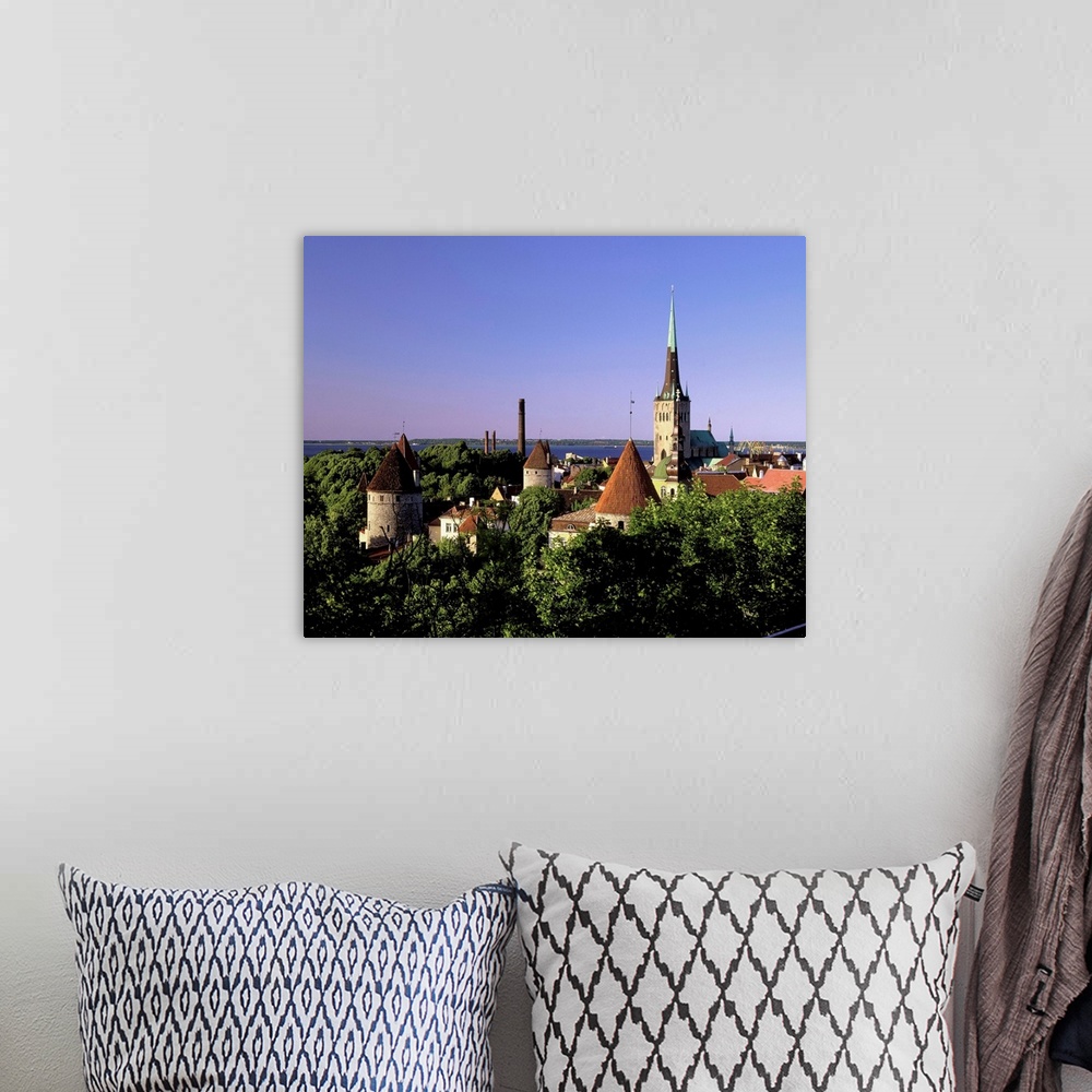 A bohemian room featuring Estonia, Tallinn, View from Toompea Hill towards old town and port
