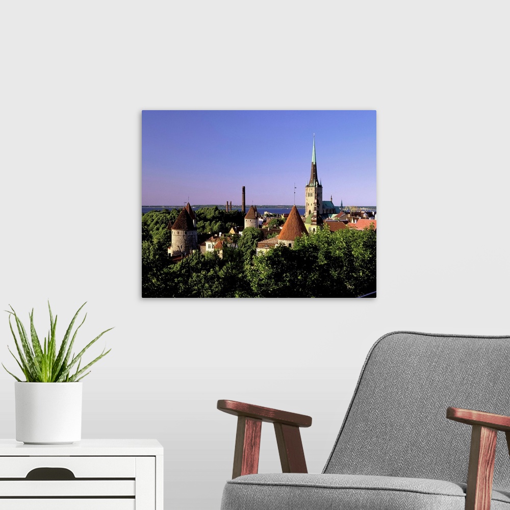 A modern room featuring Estonia, Tallinn, View from Toompea Hill towards old town and port