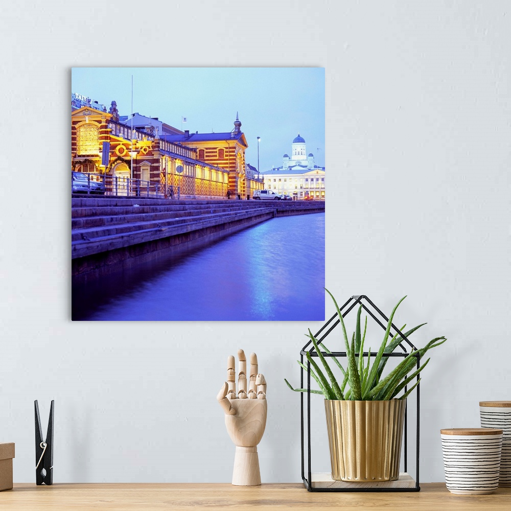 A bohemian room featuring Finland, Etel..-Suomi, Scandinavia, Helsinki, South harbour, the old indoor market, town hall and...