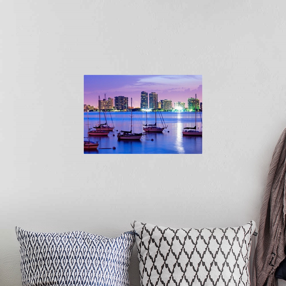 A bohemian room featuring Florida, Miami, Atlantic ocean, View of the skyline from Key Biscayne