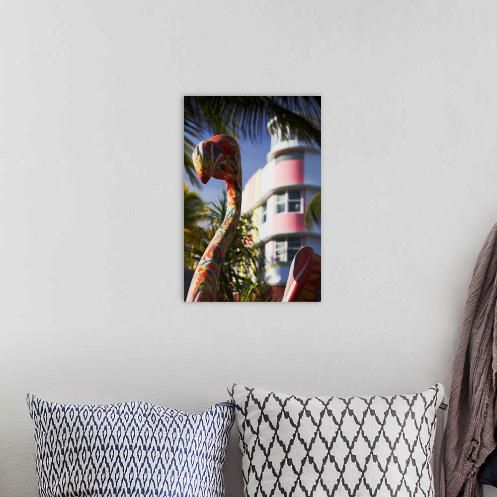 A bohemian room featuring Florida, Miami Beach, Flamingo statue on Ocean Drive