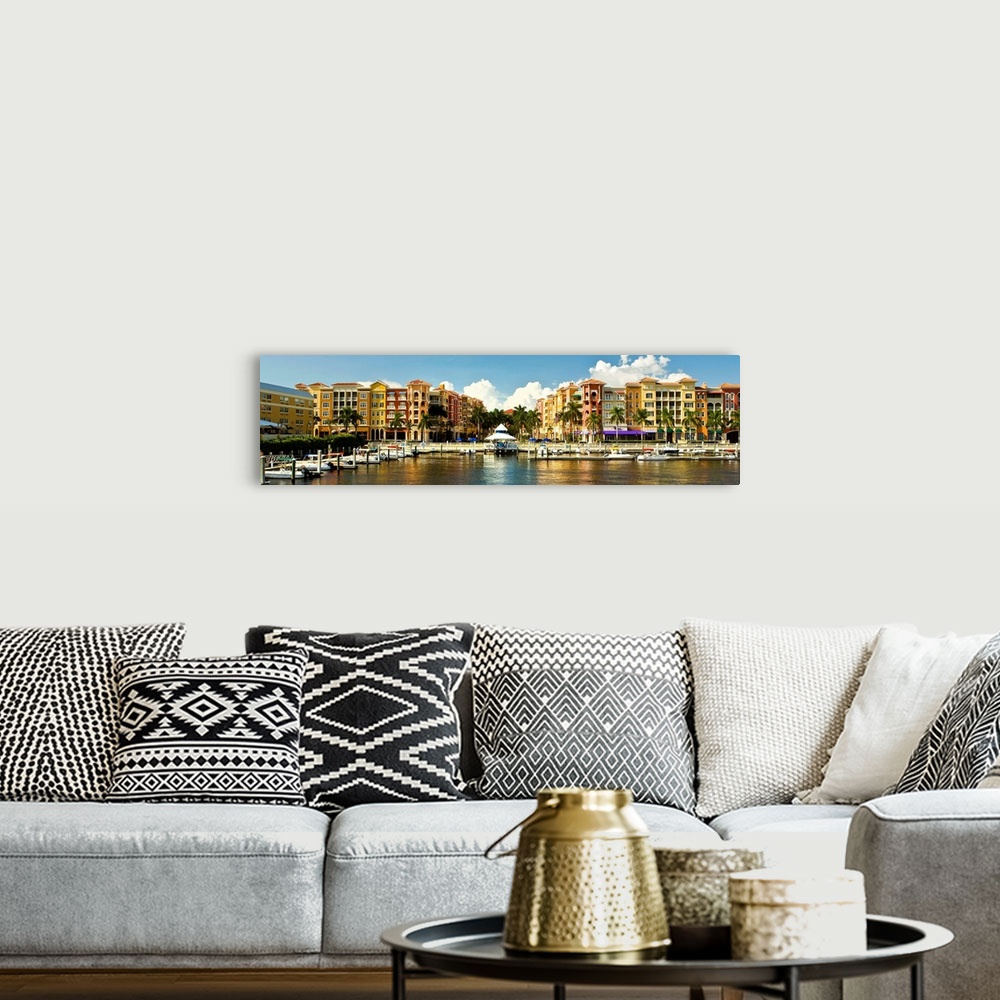 A bohemian room featuring Florida, Naples, Bayfront buildings and marina.