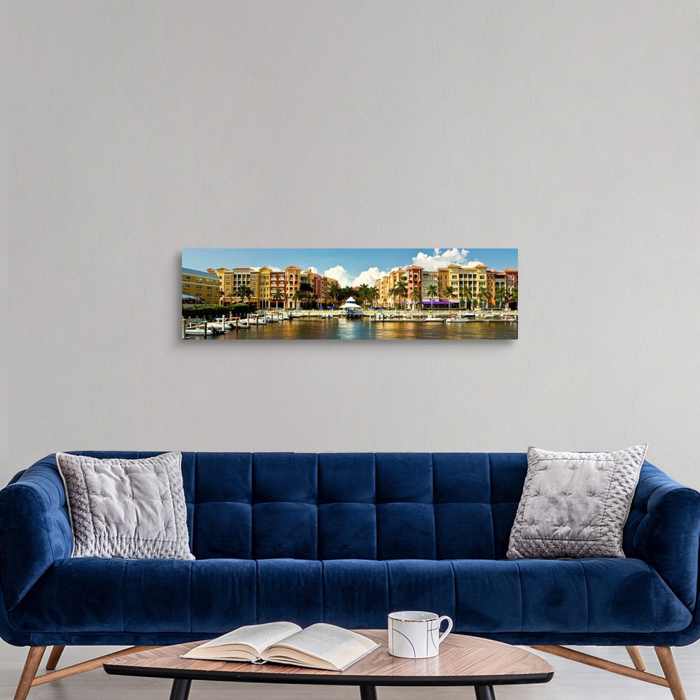 A modern room featuring Florida, Naples, Bayfront buildings and marina.