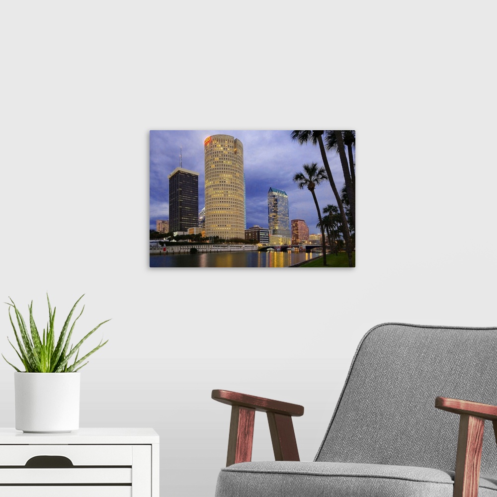 A modern room featuring United States, USA, Florida, Skyline from the park of the University and the Hillsborough River