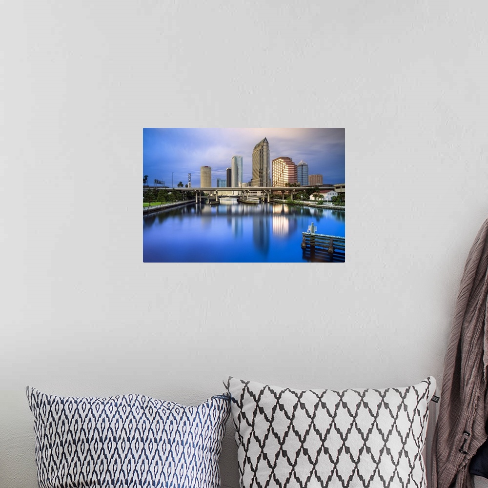 A bohemian room featuring Florida, Tampa, View of the skyline reflected in the Hillsborough River