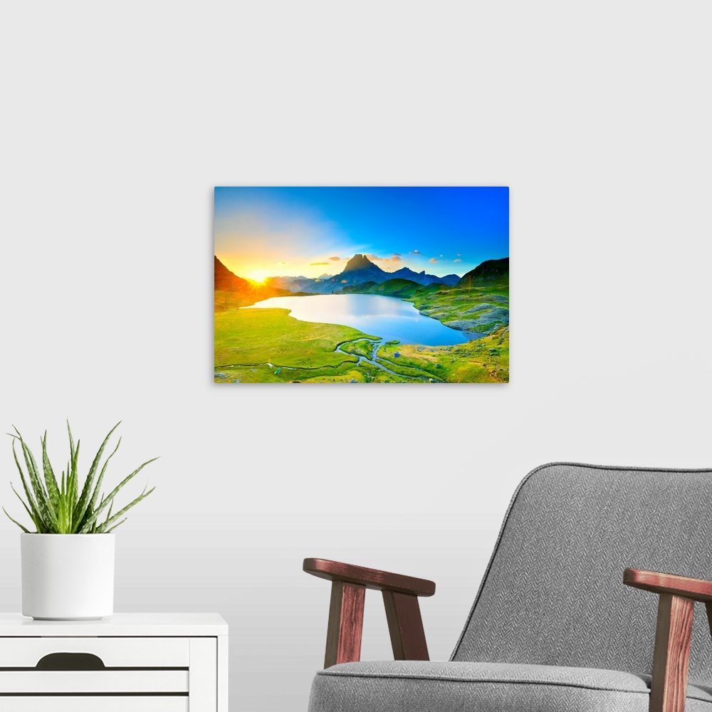 A modern room featuring France, Aquitaine, Pyrenees, Pyrenees-Atlantiques, Pic du Midi d'Ossau.