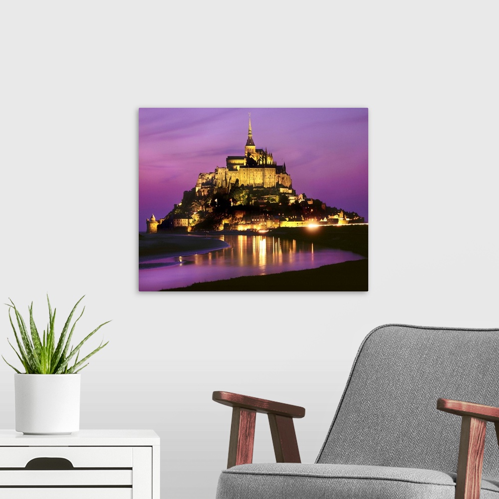 A modern room featuring France, Basse-Normandie, Mont Saint Michel, Night View