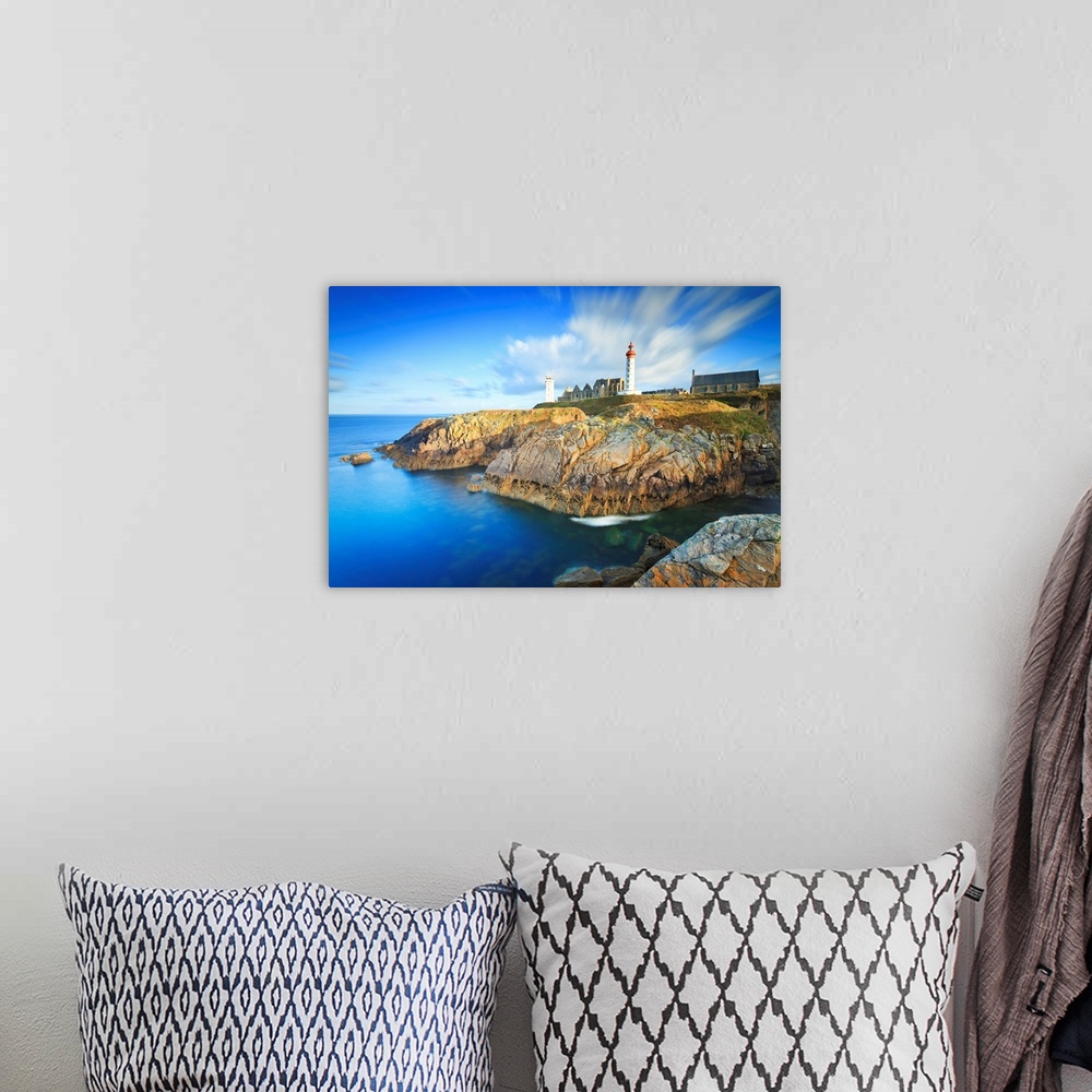 A bohemian room featuring France, Brittany, Atlantic ocean, Finistere, Brest, Brest harbor, view of the Saint Mathieu light...