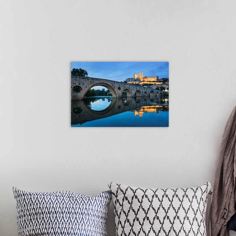 A bohemian room featuring France, Occitanie, Beziers, Herault, Canal du Midi, Cathedral of Saint-Nazaire and the old bridge...