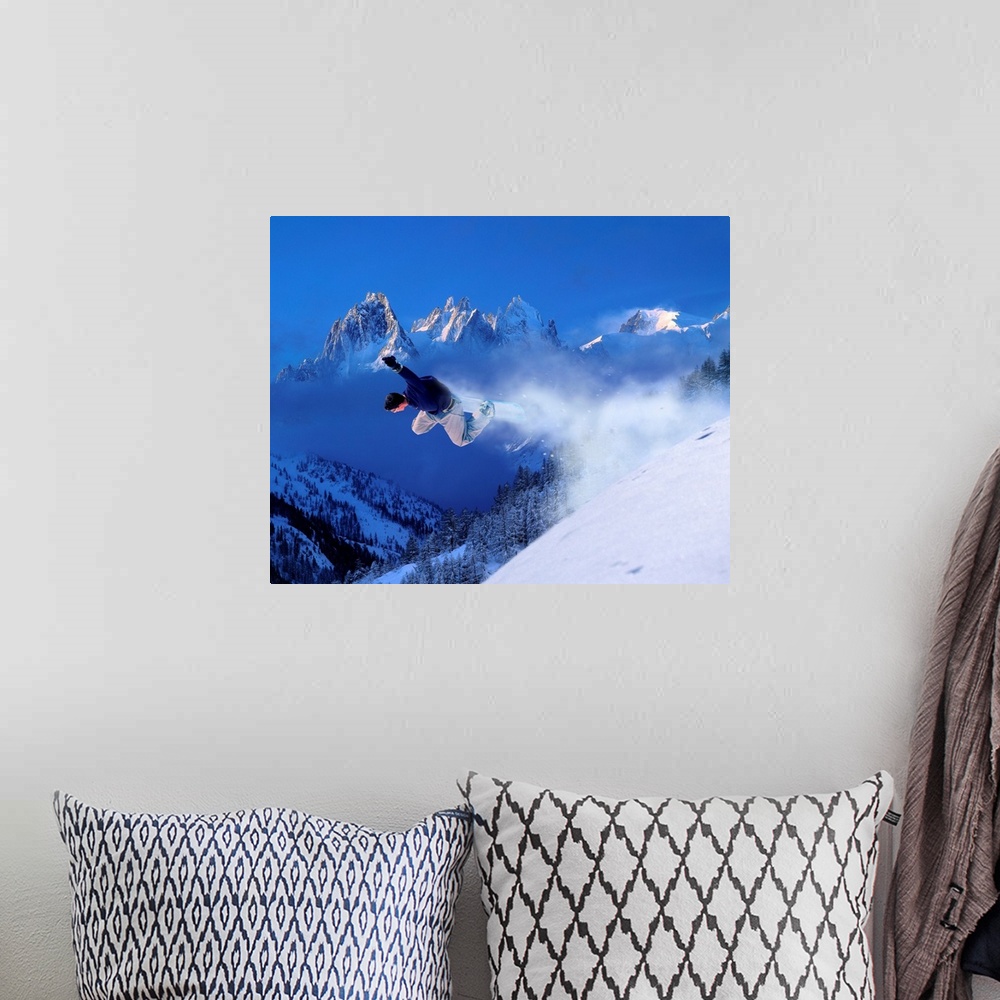 A bohemian room featuring France, Chamonix, snowboard, Snowboard, Aig. Le Verte in background