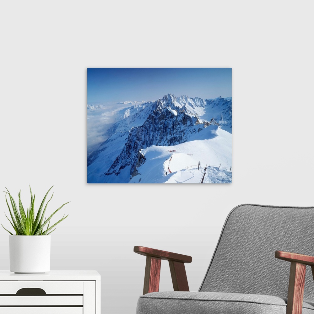 A modern room featuring France, Chamonix, Vallee Blanche towards Aiguille Verte