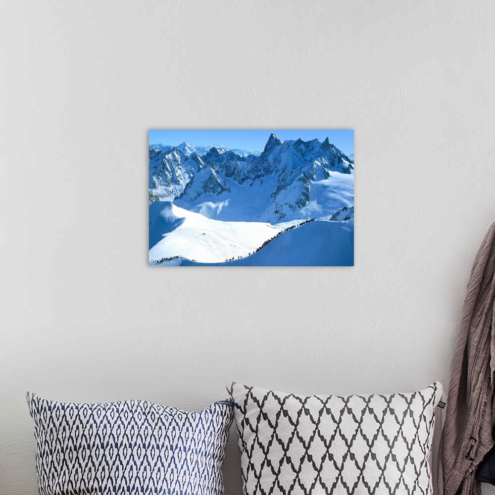 A bohemian room featuring France, Chamonix, View from Aiguille du Midi towards Vallee Blanche