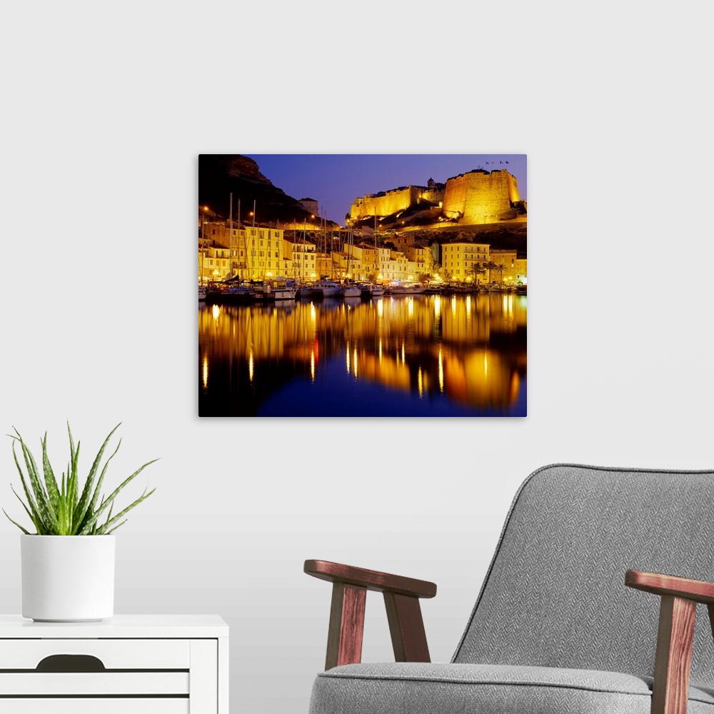 A modern room featuring France, Corsica, Bonifacio, The ancient citadel and the medieval  marina