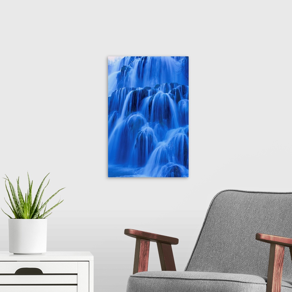 A modern room featuring France, Franche-Comte, Jura area, Baume-les-Messieurs waterfall