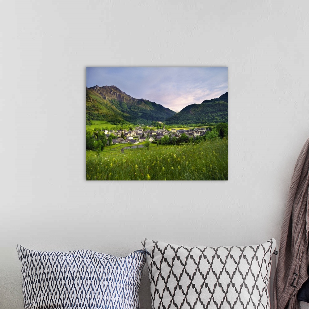 A bohemian room featuring France, Midi-Pyrenees, Hautes-Pyrenees, Arrens-Marsous, View of the town