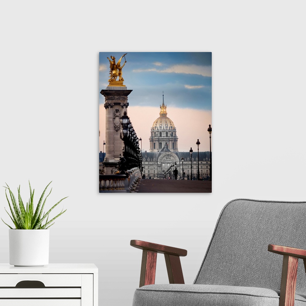 A modern room featuring France, Paris, Alexander III Bridge and the Hotel des Invalides.