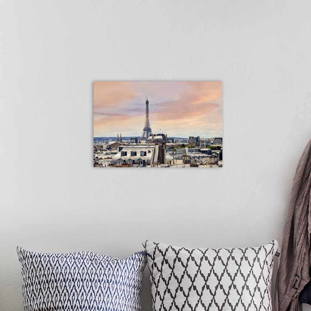 A bohemian room featuring France, Paris, cityscape with Eiffel Tower