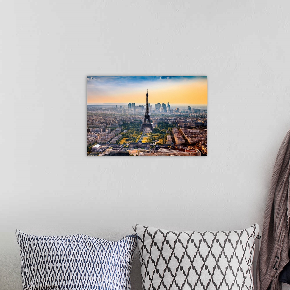 A bohemian room featuring France, Ile-de-France, Ville de Paris, Paris, Invalides, Eiffel Tower, View from Tour Montparnass...