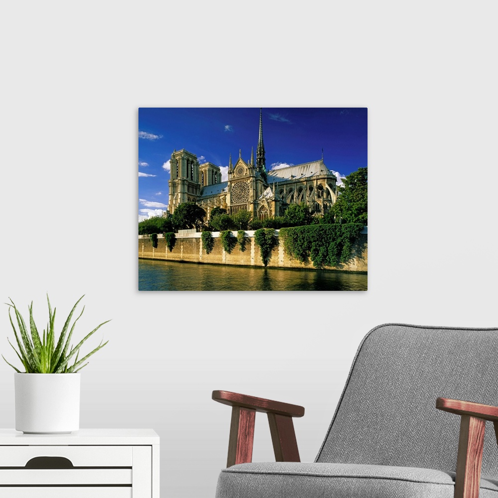 A modern room featuring France, Paris, Notre Dame and Seine River