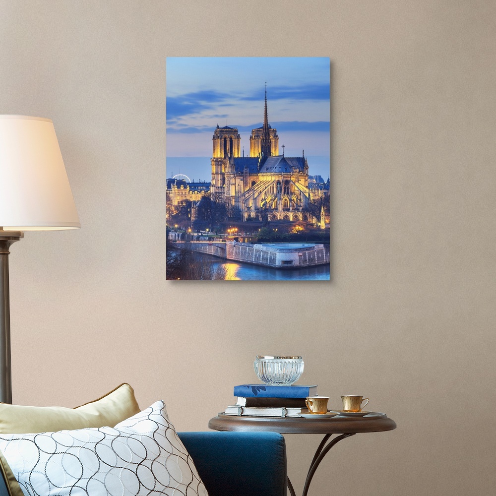 A traditional room featuring France, Ile-de-France, Paris, Notre Dame de Paris, Seine, Ville de Paris, Overhead view of Notre ...