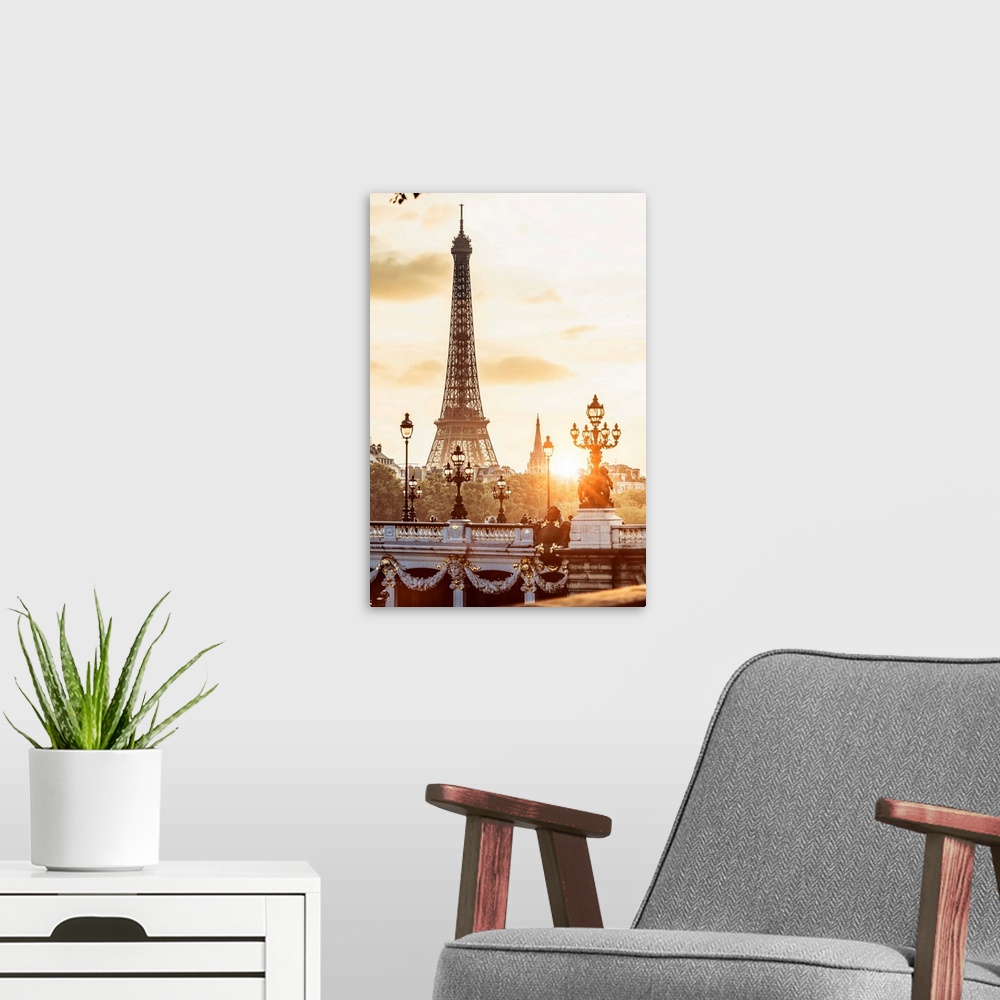 A modern room featuring France, Paris, View Alexander III Bridge and Eiffel Tower.
