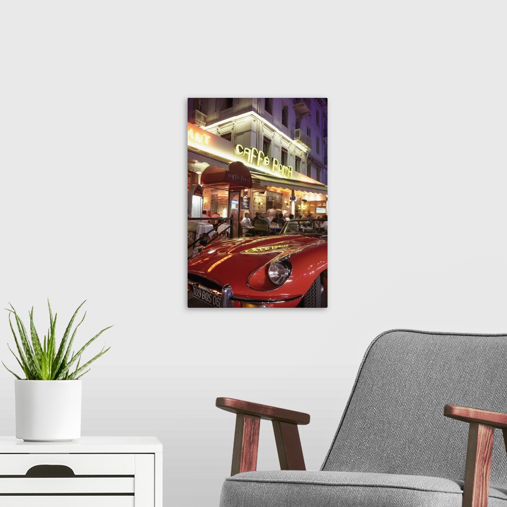 A modern room featuring France, Provence-Alpes-Cote d'Azur, Sports car outside bar on Croisette Boulevard