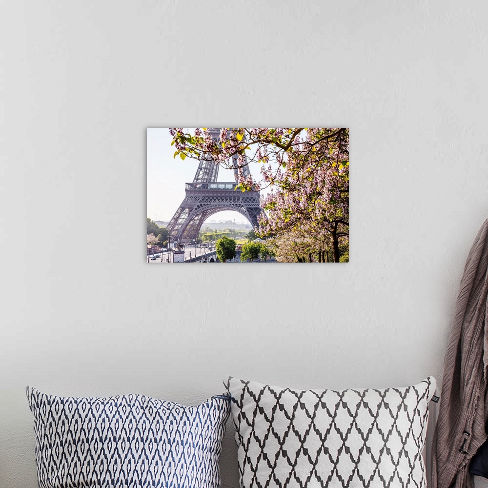 A bohemian room featuring France, Ile-de-France, Ville de Paris, Paris, Invalides, Eiffel Tower, Eiffel Tower and flowering...