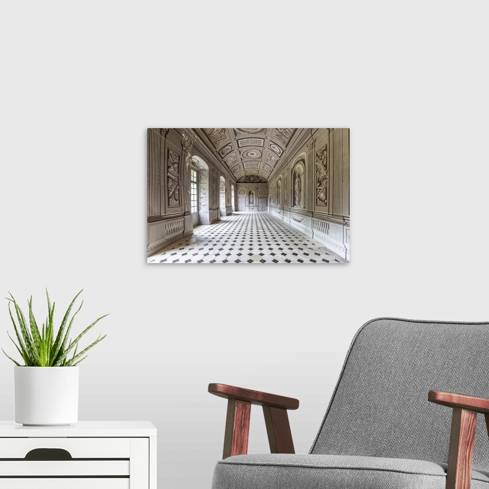 A modern room featuring France, Bourgogne-Franche-Comto, Yonne, Tanlay, Castle of Tanlay famous for its Great Gallery in ...