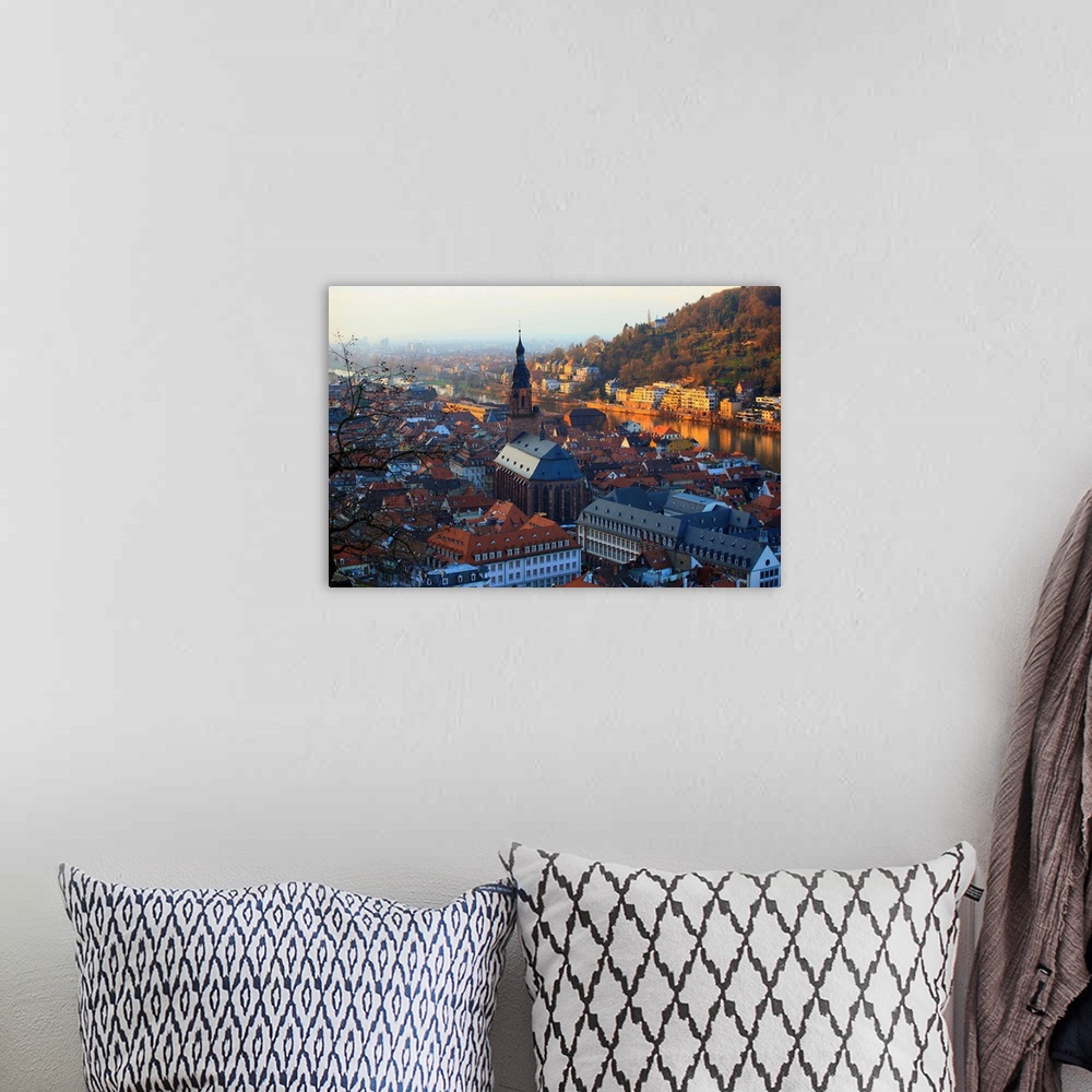 A bohemian room featuring Germany, Baden-W..rttemberg, Heidelberg, View of the old town and Neckar river