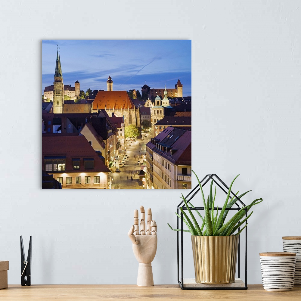 A bohemian room featuring Germany, Bavaria, Middle Franconia, Nuremberg, View of the city with Imperial Castle on the backg...