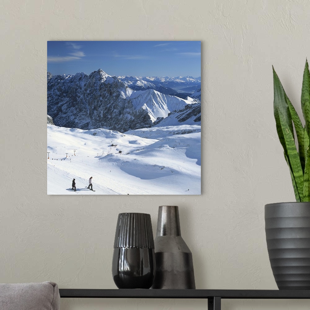 A modern room featuring Germany, Bavaria, Oberbayern, Zugspitze mountain range, ski slope