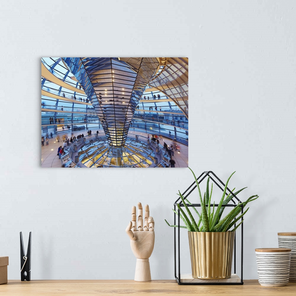 A bohemian room featuring Germany, Berlin, Berlin Mitte, Reichstag Parliament Building, Inside the dome of the German Parli...