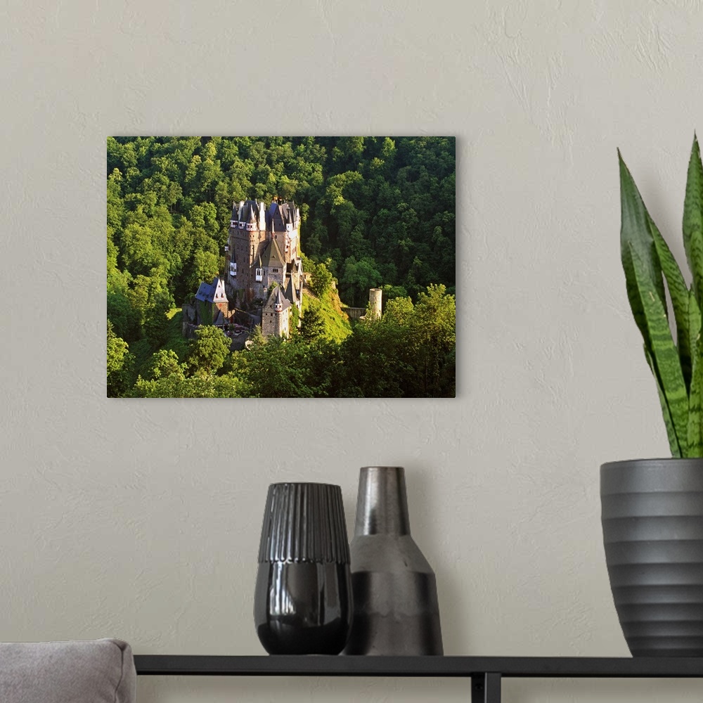 A modern room featuring Germany, Rhineland-Palatinate, Moselle Valley, Burg Eltz, View of the Castle