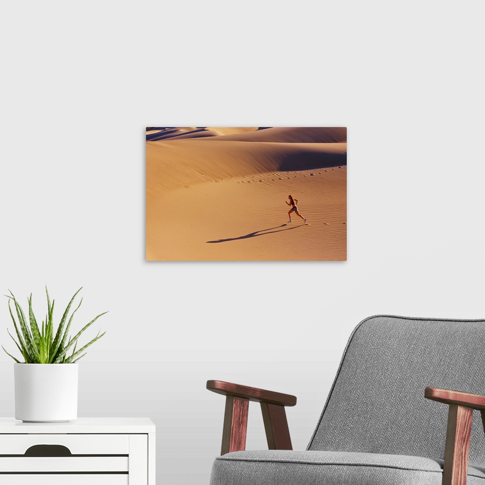 A modern room featuring Girl running in desert, Death Valley
