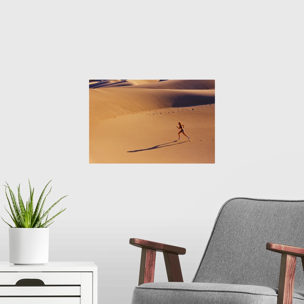 A modern room featuring Girl running in desert, Death Valley