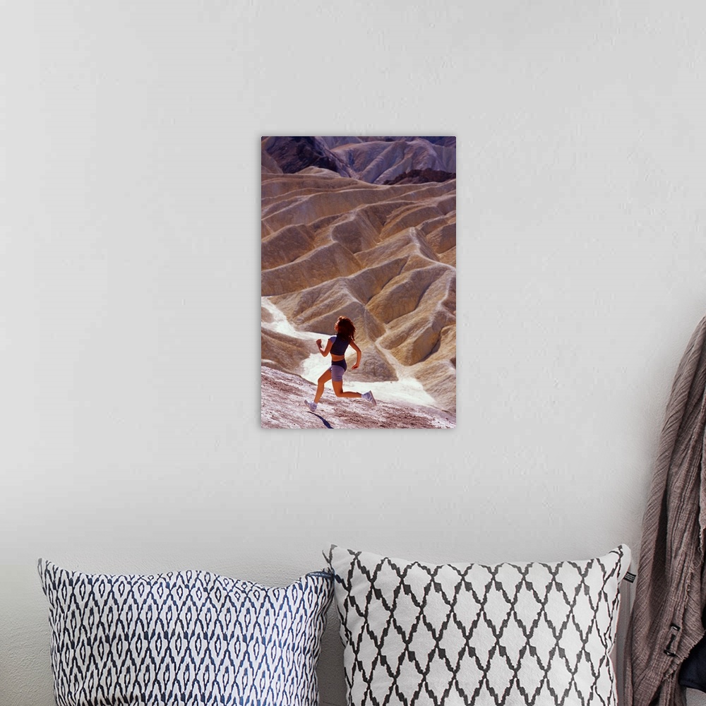 A bohemian room featuring Girl running on desert in Death Valley