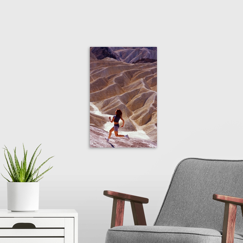A modern room featuring Girl running on desert in Death Valley