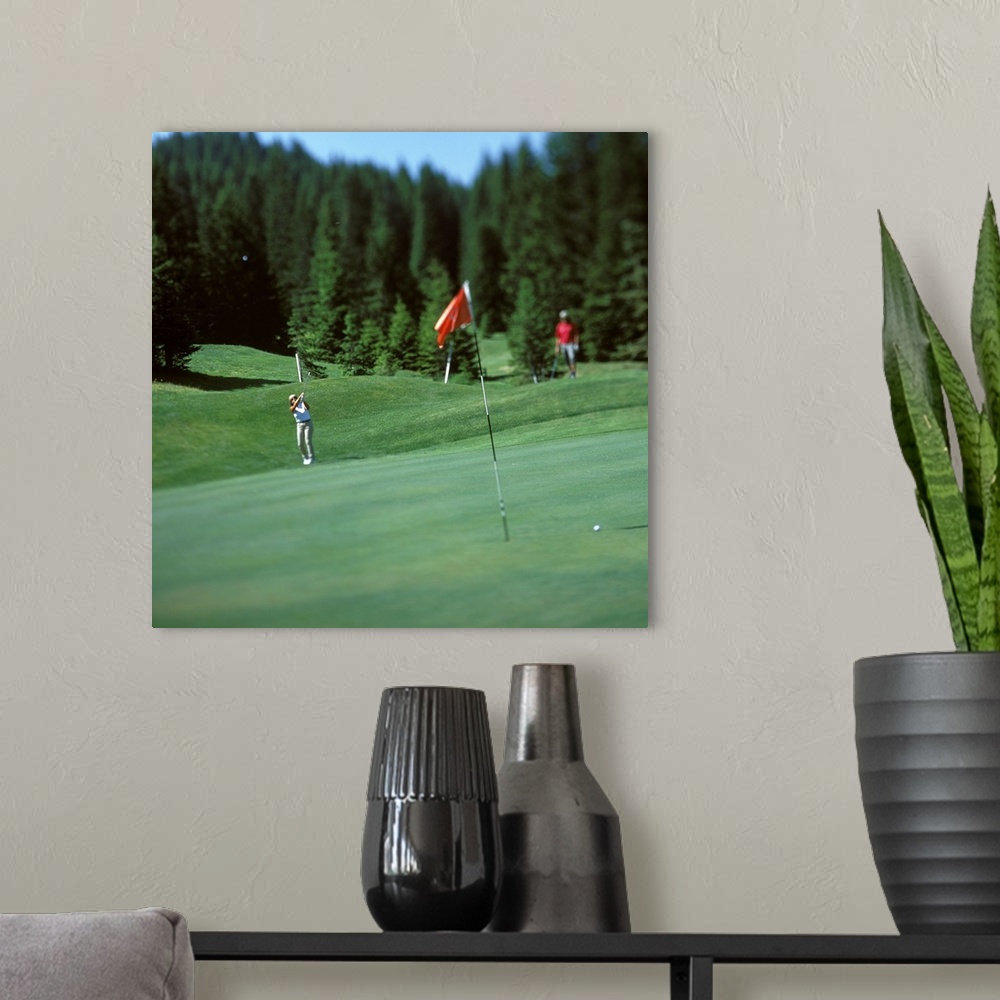 A modern room featuring Golf