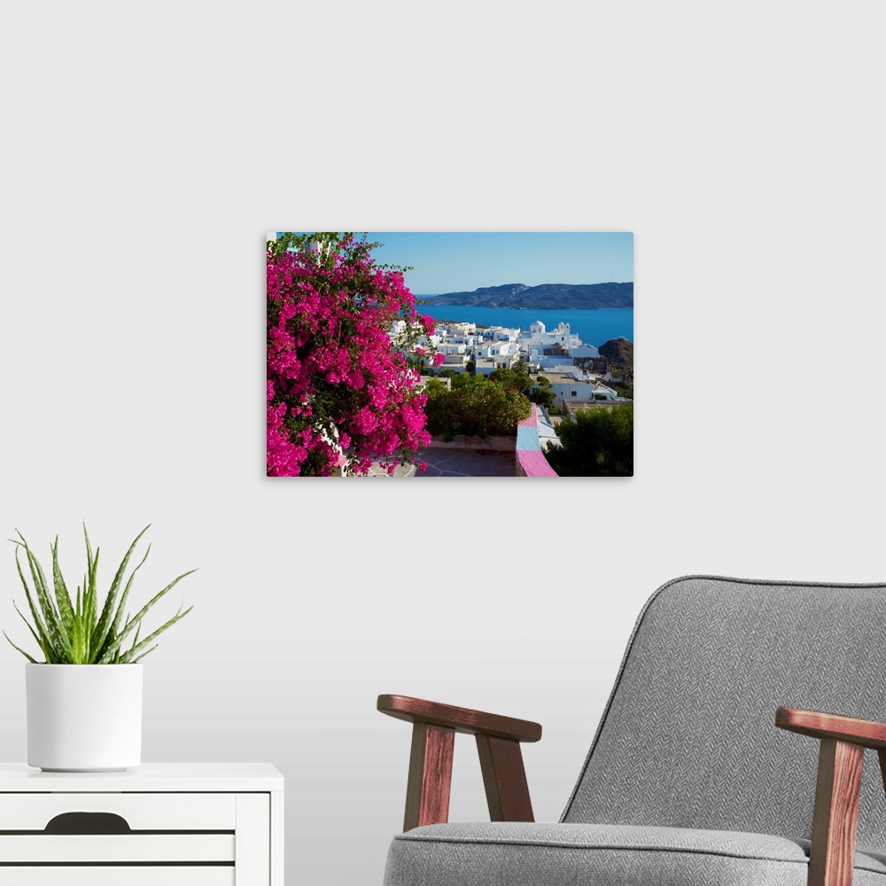A modern room featuring Greece, Aegean islands, Aegean sea, Cyclades, Milos island, Plaka town