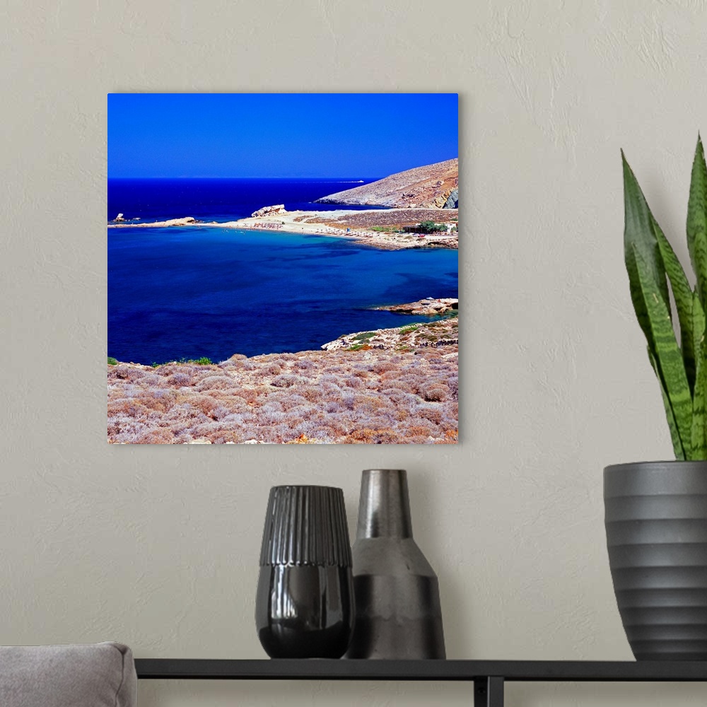 A modern room featuring Greece, Aegean islands, Cyclades, Ios island, Koumpara bay
