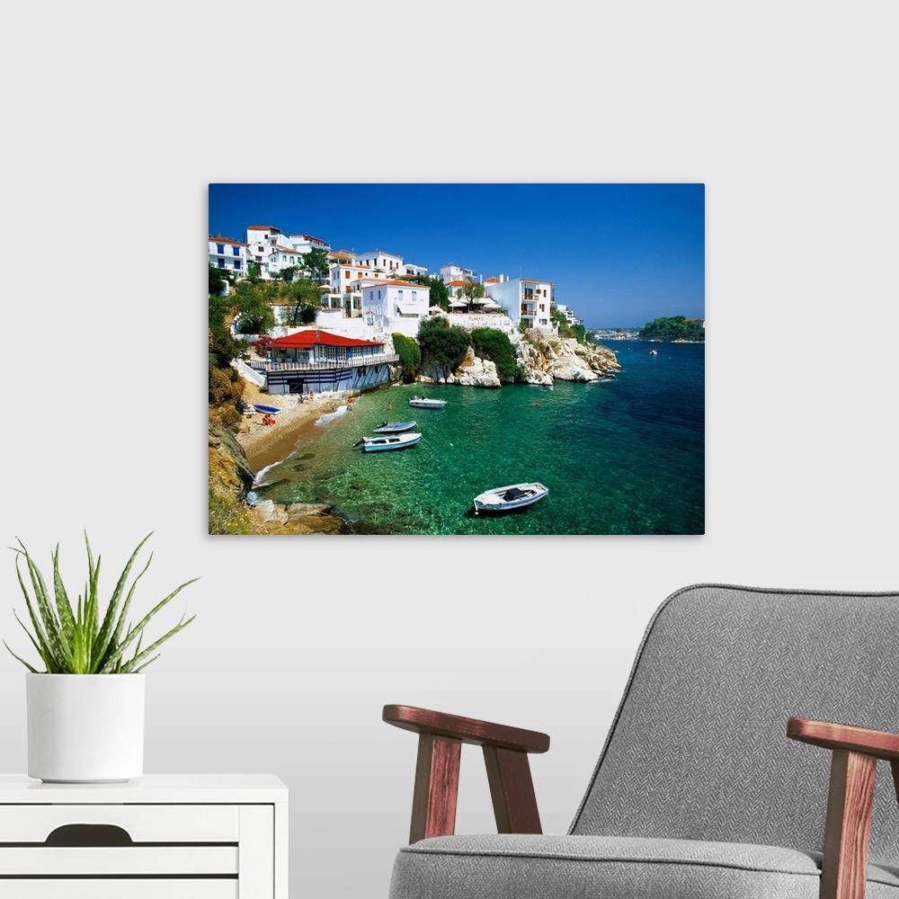 A modern room featuring Greece, Aegean Islands, Skiathos, Skiathos, old town