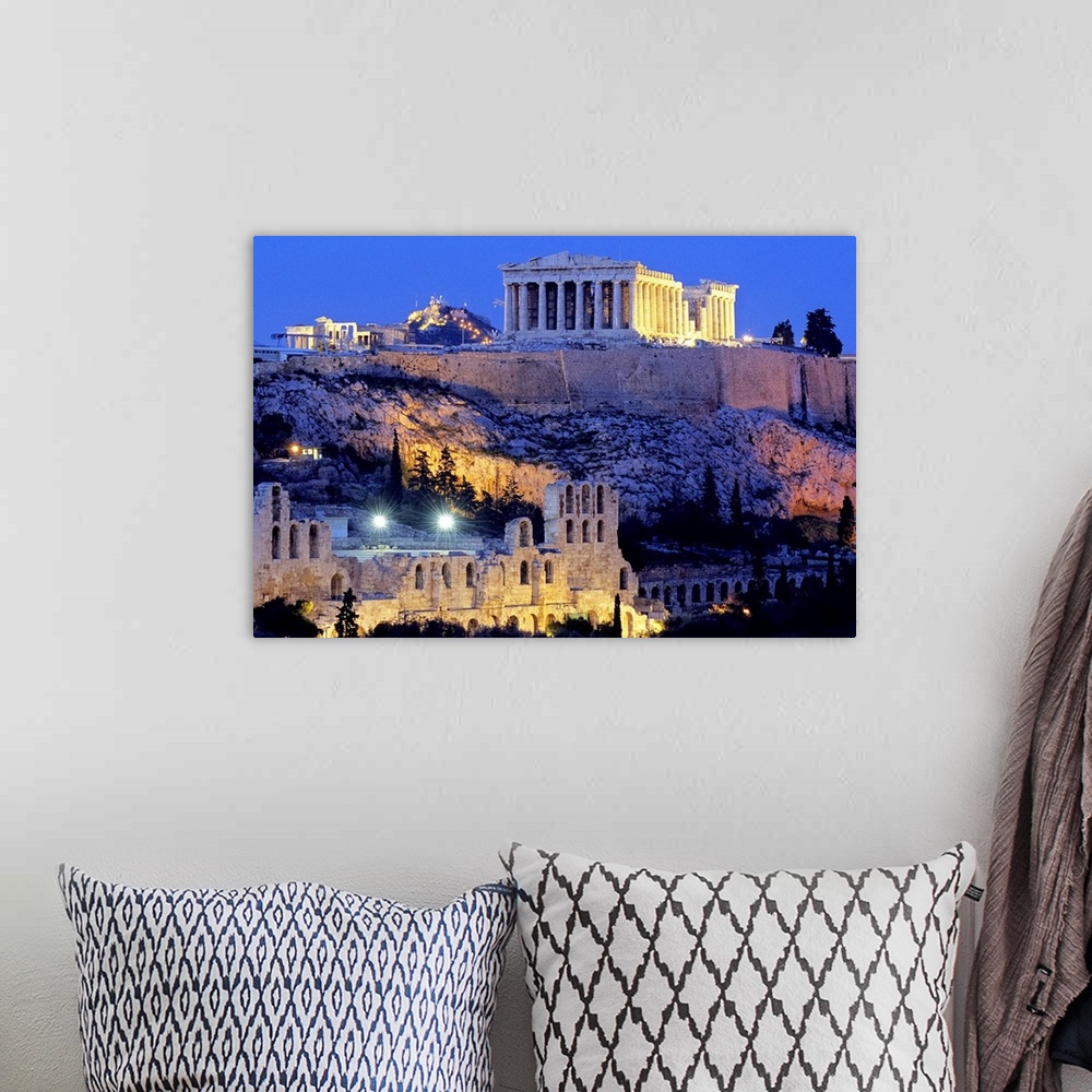 A bohemian room featuring Greece, Central Greece and Euboea, Attica, Athens, View of the Acropolis with the Parthenon and b...
