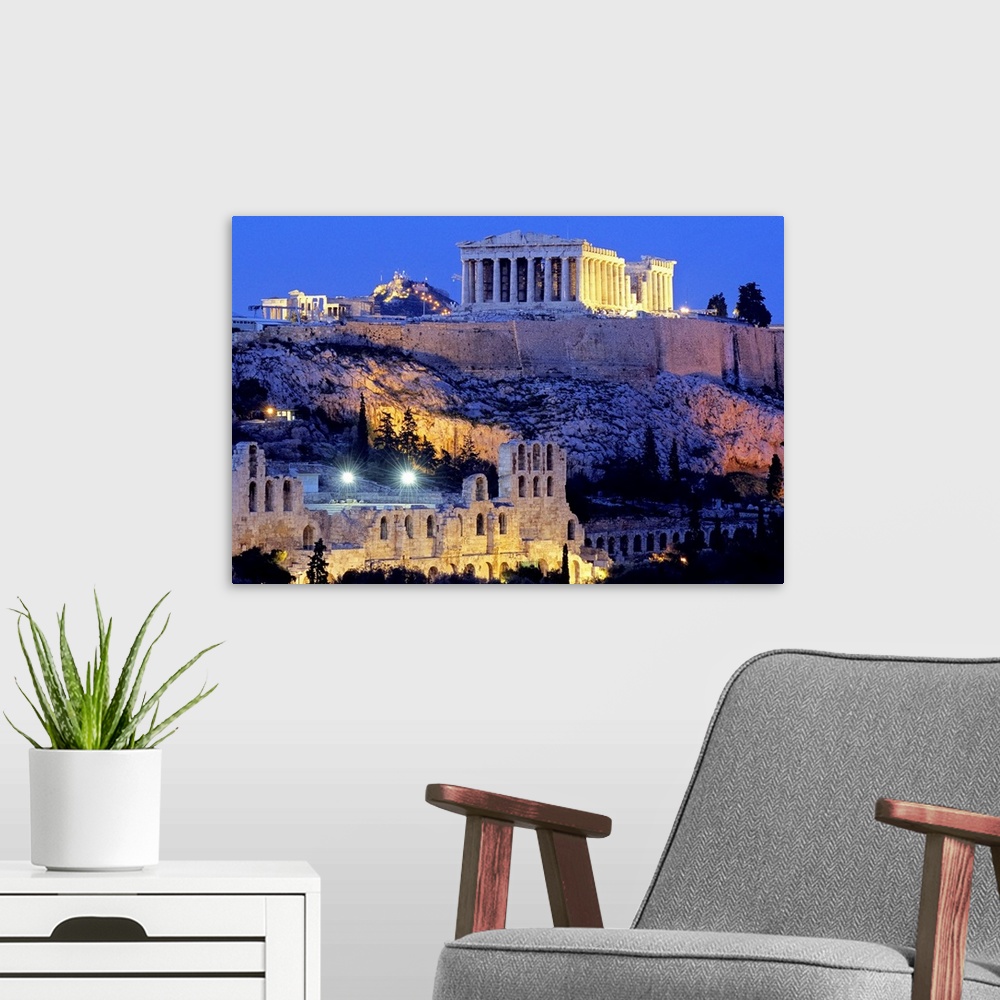 A modern room featuring Greece, Central Greece and Euboea, Attica, Athens, View of the Acropolis with the Parthenon and b...
