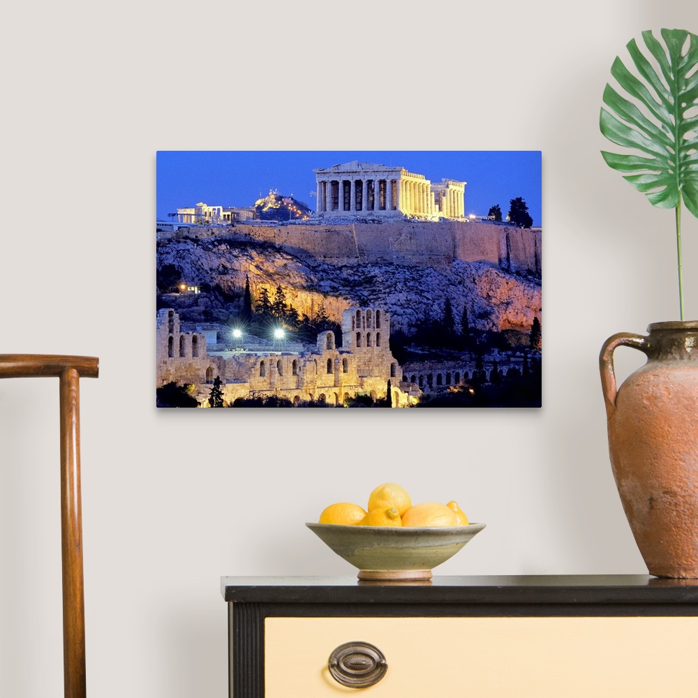 A traditional room featuring Greece, Central Greece and Euboea, Attica, Athens, View of the Acropolis with the Parthenon and b...