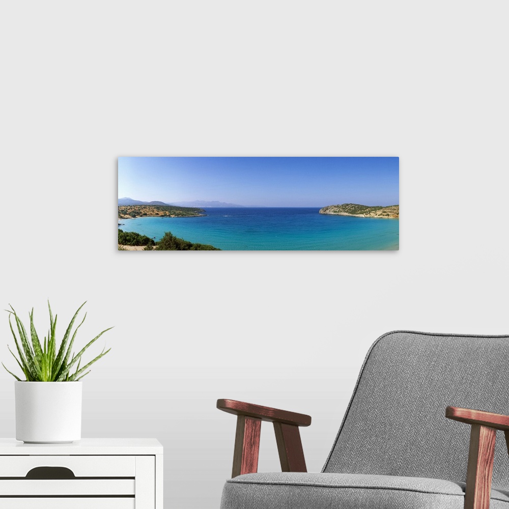 A modern room featuring Greece, Crete Island, Crete, Mirambelou Gulf, A beach near Gournia