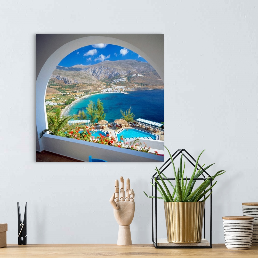 A bohemian room featuring Greece, Cyclades, Amorgos, Aegialis Hotel, view towards the sea