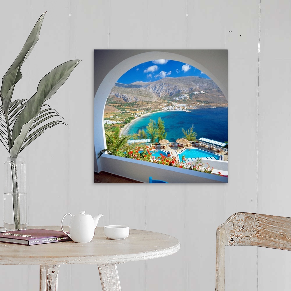 A farmhouse room featuring Greece, Cyclades, Amorgos, Aegialis Hotel, view towards the sea