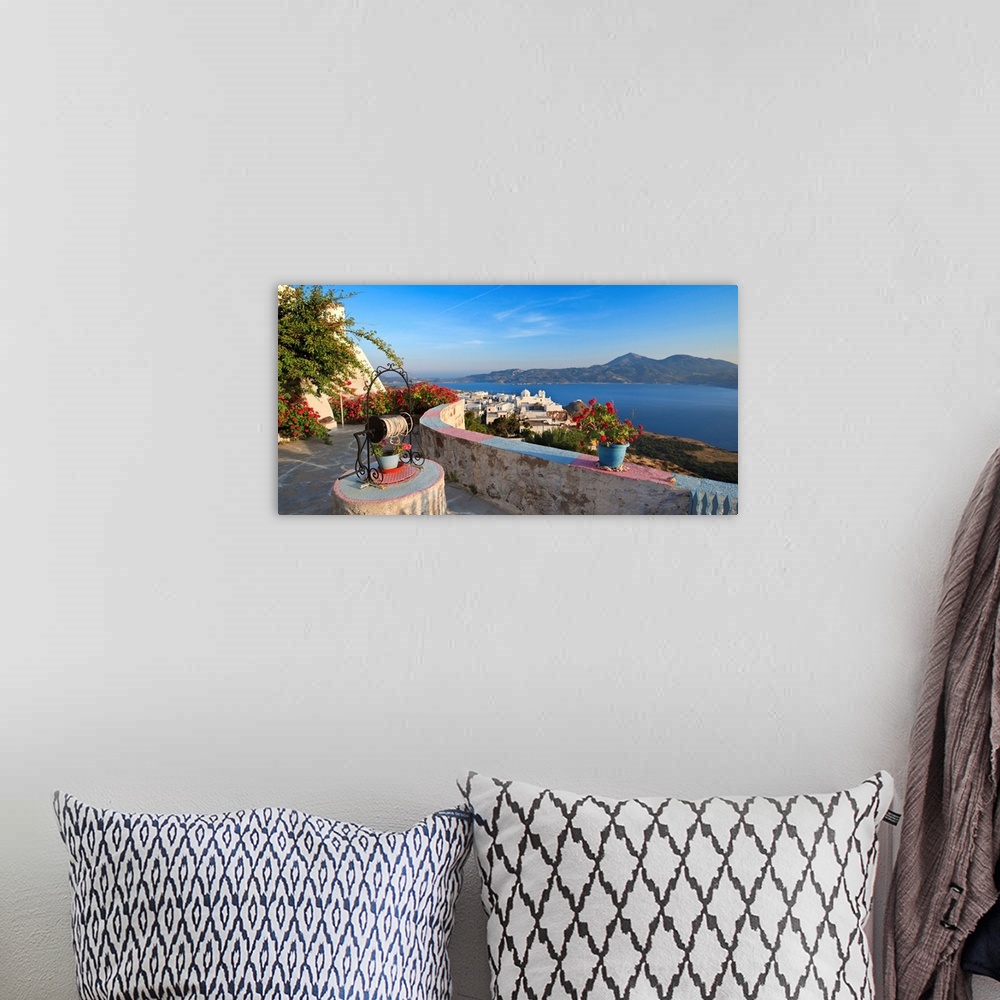 A bohemian room featuring Greece, Cyclades, Milos island, View of Plaka village from Kastro castle and church