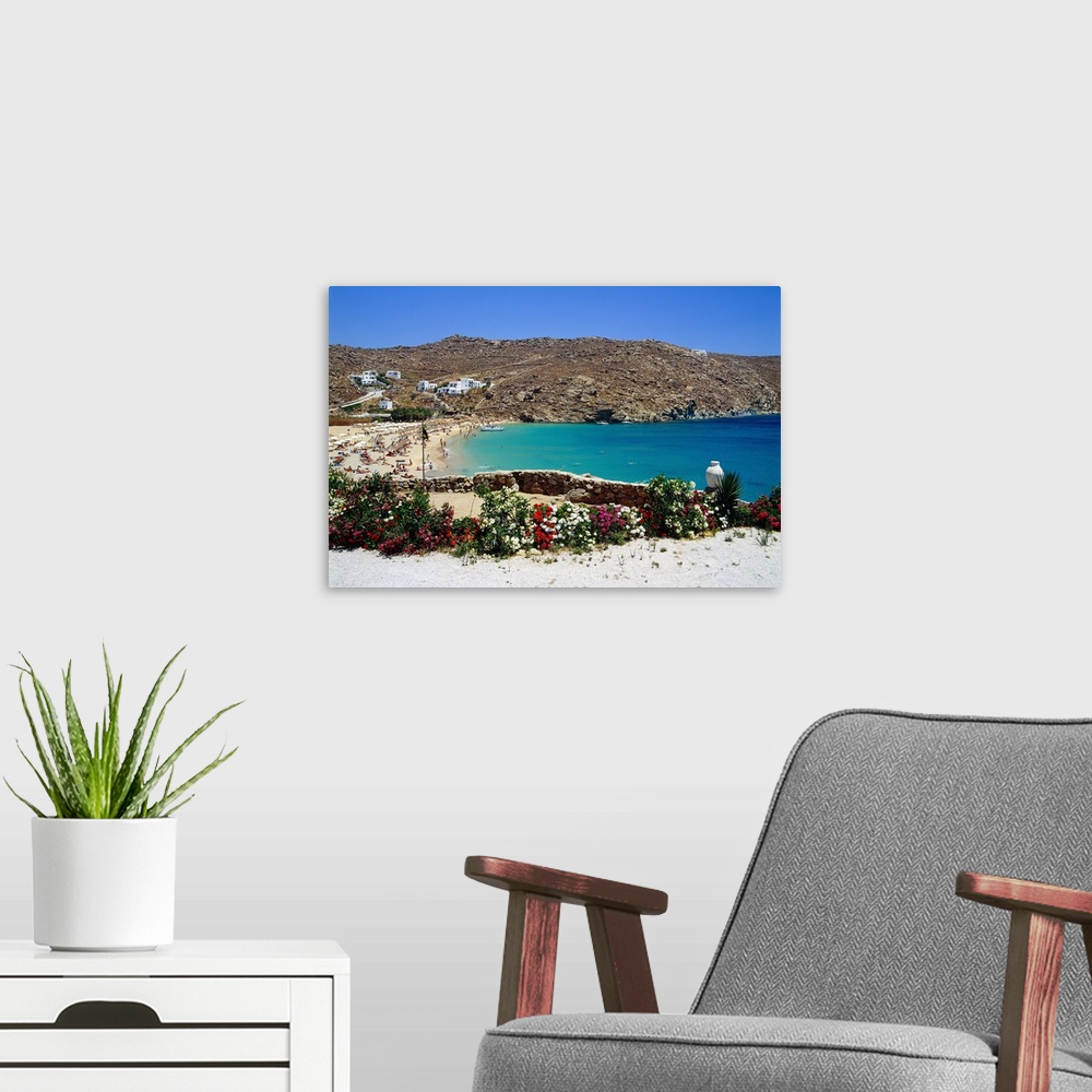 A modern room featuring Greece, Cyclades, Santorini, Super Paradise Beach